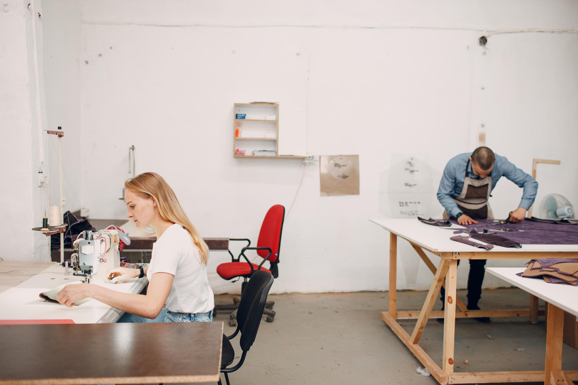 interior of the embroidery workshop with machines