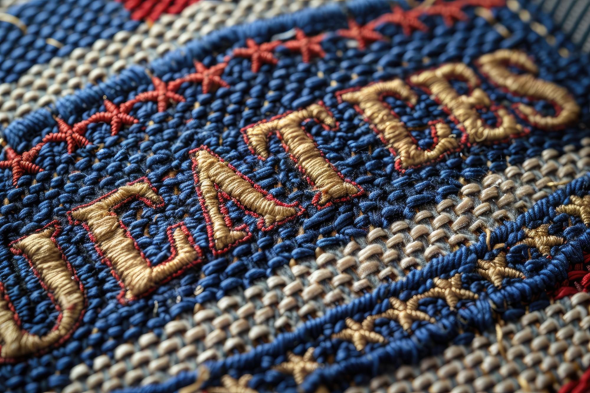 embroidered patch on denim close-up